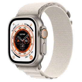 Смарт часы Apple Watch Ultra, 49mm Titanium Case with Starlight Alpine Loop - Medium (MQFR3GK/A) фото