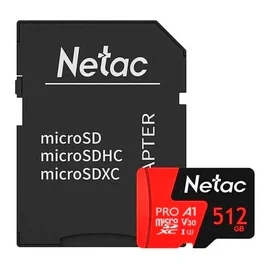 Карта памяти MicroSD 512GB Netac P500 Extreme Pro 100MB/s Class 10, + SD Adapter фото
