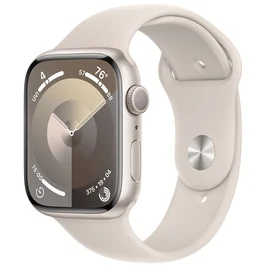 Смарт Часы Apple Watch Series 9, 45mm Starlight Aluminium Case with Starlight Sport Band - M/L (MR97 фото