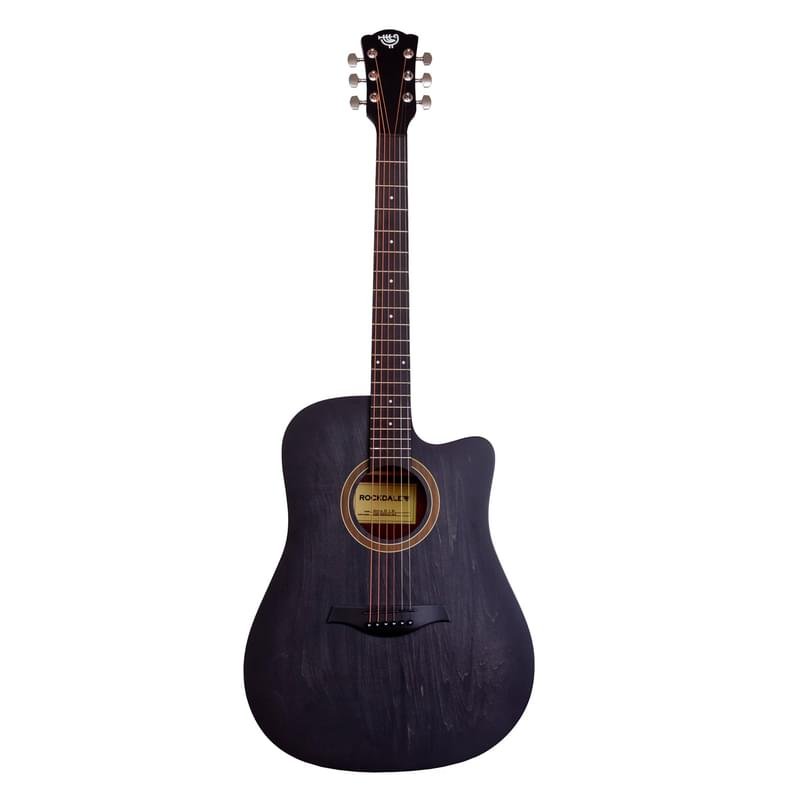 Акустическая гитара ROCKDALE Aurora D1 C BK, дредноут с вырезом, прозрачный черный, матовое покрыт. - фото #0