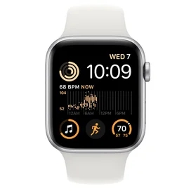 Смарт часы Apple Watch SE 2022, 44mm Silver Aluminium Case with White Sport Band (MNK23GK/A) фото #1
