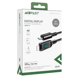 Зарядтау кабелі  ACEFAST, USB-C to Lightning, display, мырышпен, өрілген, black (C6-01 - ACEFAST) фото #3