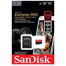 MicroSDXC 256GB SanDisk Extreme PRO, UHS-I 200MB/s, Class 10 (SDSQXCD-256G-GN6MA) жад картасы фото #4