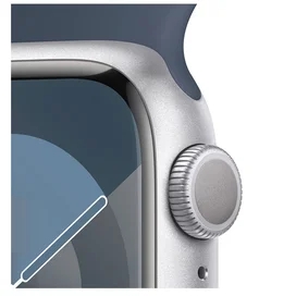 Смарт Часы Apple Watch Series 9, 41mm Silver Aluminium Case with Storm Blue Sport Band - M/L (MR913) фото #2