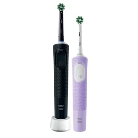 Набор электрических зубных щеток Oral-B Vitality Pro, 2 щётки, 2 насадки, Черная и Лиловая фото #1