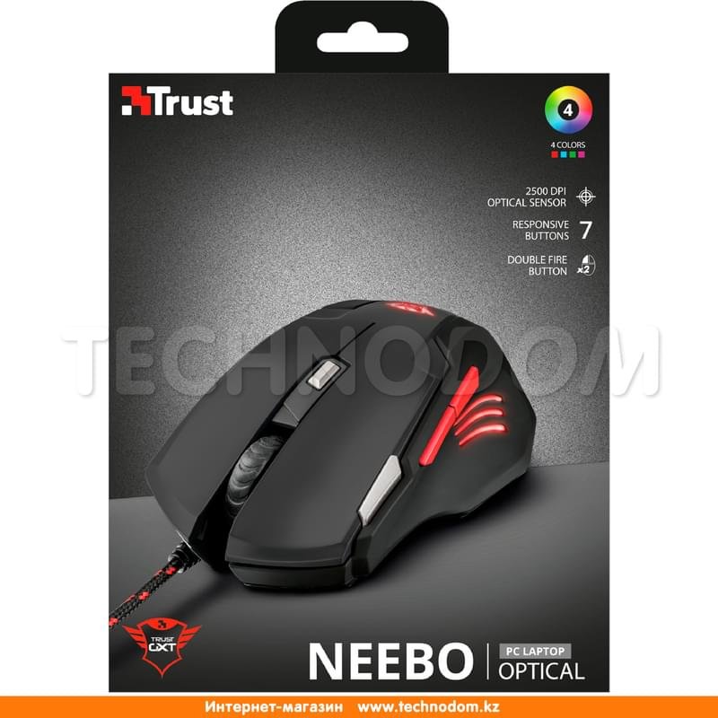 Мышка игровая проводная USB Trust GXT 111 NEEBO LED, Black - фото #4
