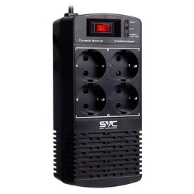 Стабилизатор SVC, 600VA/300Вт,AVR: 174-280В, 4Shuko, 1.2 м, Black (AVR-600-L) фото