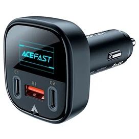Автомобильное зарядное устройство ACEFAST, 2*USB C+A, 101W, OLED smart display, metal (B5 101W - ACE фото