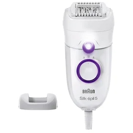 Эпилятор Braun Silk-épil 5 5-505P, для сухой эпиляции, c насадкой и подсветкой, белый/фиолетовый фото