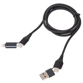 Кабель Type-C + Lightning - Type-C + USB, 3A, NEO, 1м, Черный (Type-C/A - 8pin/C, 1m) фото
