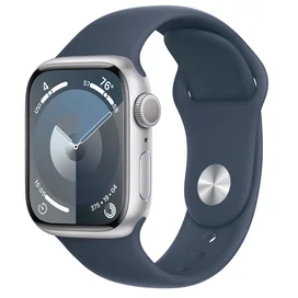 Смарт Часы Apple Watch Series 9, 41mm Silver Aluminium Case with Storm Blue Sport Band - S/M (MR903) фото